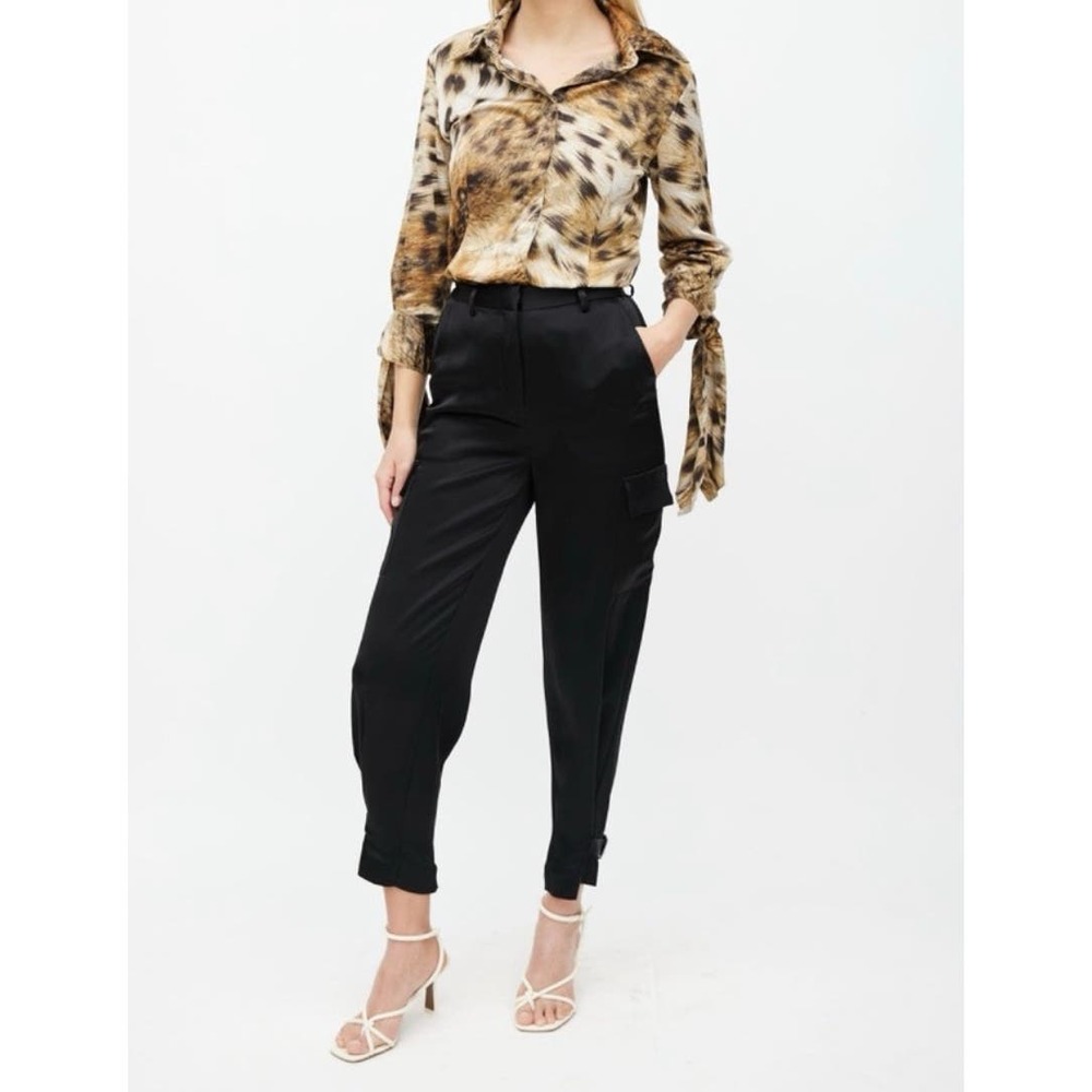 Aritzia Babaton Refined Satin Cargo Pant in Black Size 4